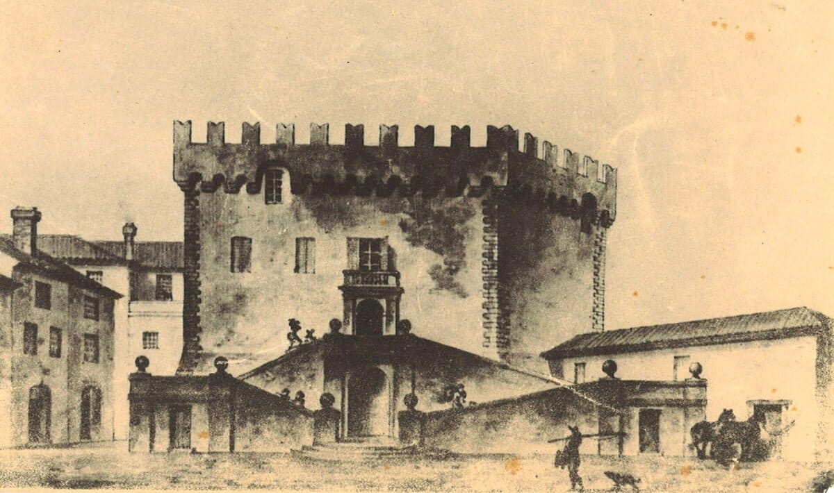 Illustration ancienne du château Grimaldi - Haut de Cagnes